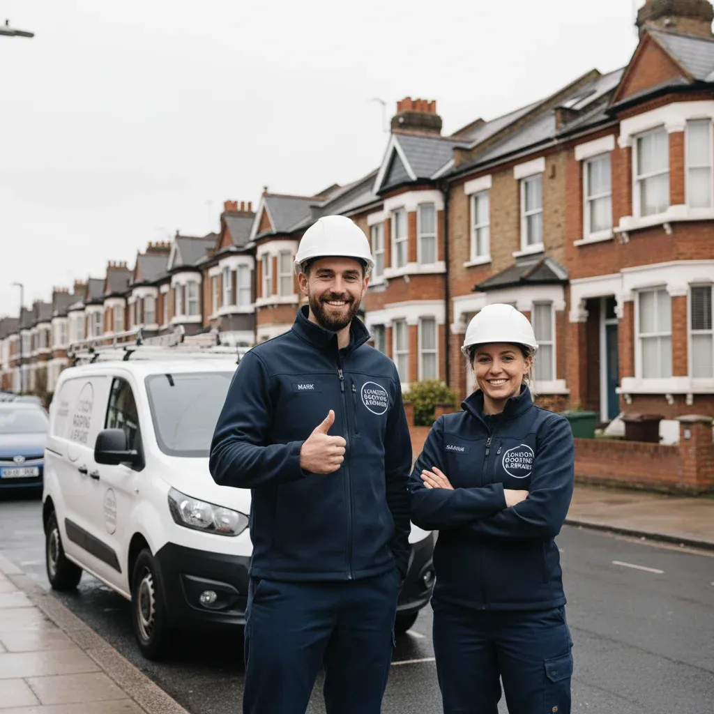 Hammerslate Roofing team on a residential street in North London